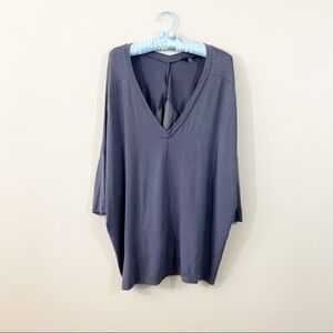 CQ By CQ Basic Gray V-Neck Tunic Chiffon Back
